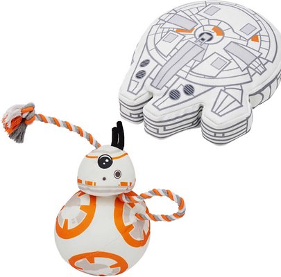 STAR WARS BB-8 Ballistic Nylon Plush Squeaky Toy + MILLENNIUM FALCON Ballistic Nylon Plush Squeaky Dog Toy