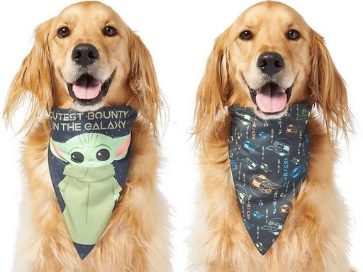 STAR WARS THE MANDALORIAN'S THE CHILD "Cutest Bounty" Reversible Bandana, X-Small/Small + "Left Unsupervised" Dog &amp; Cat T-Shirt, X-LARGE