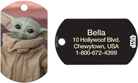Quick-Tag Star Wars The Mandalorian's The Child Baby Yoda Military Personalized Dog &amp; Cat ID Tag, Multi
