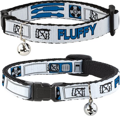 Buckle-Down Star Wars R2-D2 Bounding Parts Personalized Breakaway Cat Collar with Bell