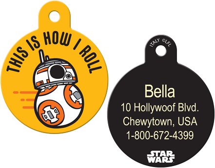 Quick-Tag Star Wars BB-8 How I Roll Circle Personalized Dog &amp; Cat ID Tag