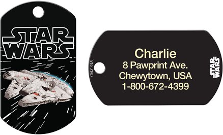 Quick-Tag Star Wars Millenium Falcon Military Personalized Dog &amp; Cat ID Tag
