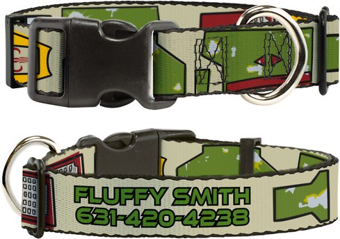 Buckle-Down Star Wars Boba Fett Polyester Personalized Dog Collar, Medium