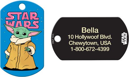 Quick-Tag Star Wars The Mandalorian's The Child Baby Yoda Military Personalized Dog &amp; Cat ID Tag