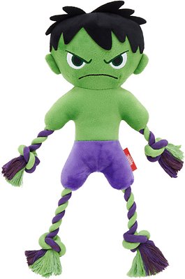 Marvel 's The Hulk Plush with Rope Squeaky Dog Toy