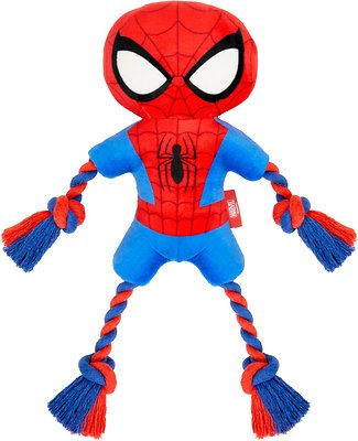 Marvel 's Spider-Man Plush with Rope Squeaky Dog Toy