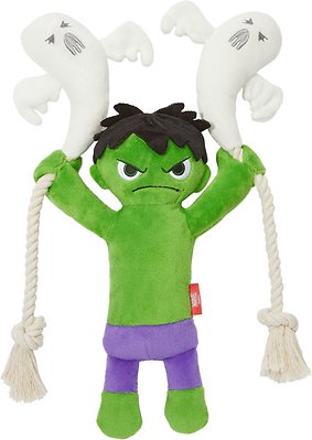 Marvel 's Halloween Hulk Plush with Rope Squeaky Dog Toy