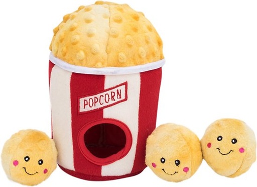 ZippyPaws Burrow Hide &amp; Seek Plush Dog Toy, Popcorn Bucket