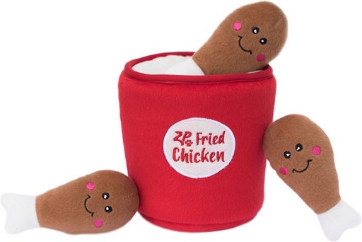ZippyPaws Burrow Hide &amp; Seek Plush Dog Toy, Bucket of Chicken
