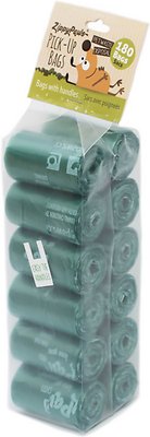 ZippyPaws Pick-Up Unscented Roll Dog Poop Bags, Green, 180 count