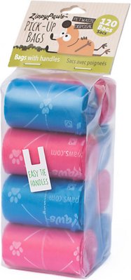 ZippyPaws Pick-Up Unscented Roll Dog Poop Bags, Pink/Blue, 120 count