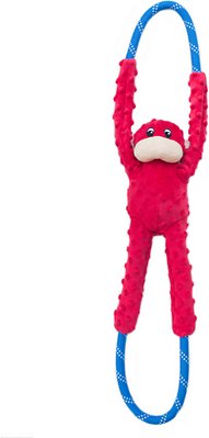 ZippyPaws Monkey RopeTugz Plush &amp; Rope Dog Toy, Red