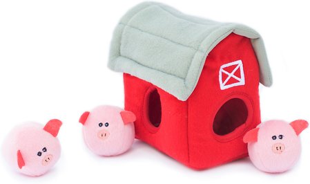 ZippyPaws Zippy Burrow Pig Barn Dog Toy