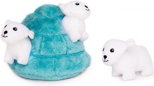ZippyPaws Zippy Burrow Polar Bear Igloo Dog Toy