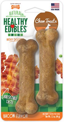 Nylabone Healthy Edibles Twin Pack Bacon Flavor Dog Bone Treats, X-Small