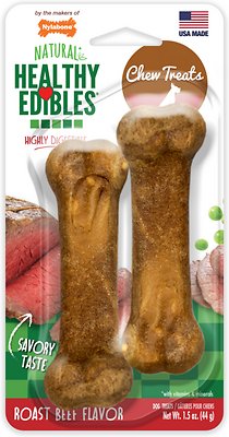 Nylabone Healthy Edibles Twin Pack Roast Beef Flavor Dog Bone Treats, X-Small
