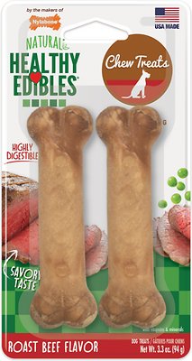 Nylabone Healthy Edibles Twin Pack Roast Beef Flavor Dog Bone Treats, Small