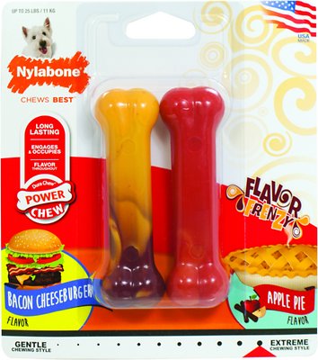 Nylabone DuraChew Flavor Frenzy Bacon Cheeseburger &amp; Apple Pie Flavored Dog Chew Toy, Regular