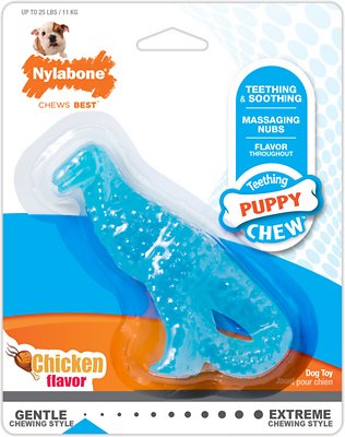 Nylabone Puppy Chicken Flavored Teething Dinosaur Puppy Chew Toy, Petite