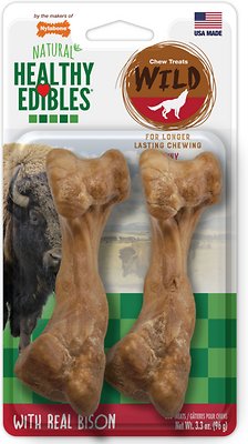 Nylabone Natural Healthy Edibles Wild with Real Bison Medium Dog Treats, 2 count