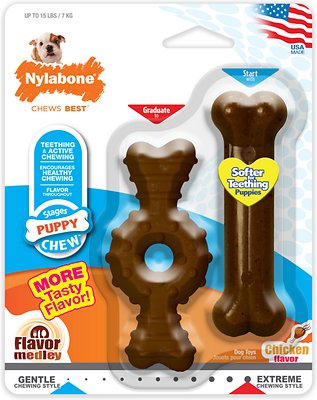 Nylabone Puppy Twin Pack Petite Ring/Bone Combo Puppy Chew Toy