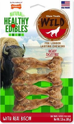 Nylabone Natural Healthy Edibles Wild with Real Bison Small Dog Treats, 4 count, 80g