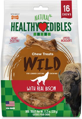 Nylabone Healthy Edibles Wild Bison Flavored Dog Treats, Regular, 16 count, 320g