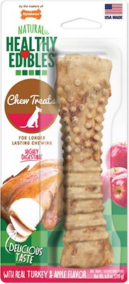 Nylabone Natural Healthy Edibles with Real Turkey &amp; Apple Large Dog Bone Treat, 1 count