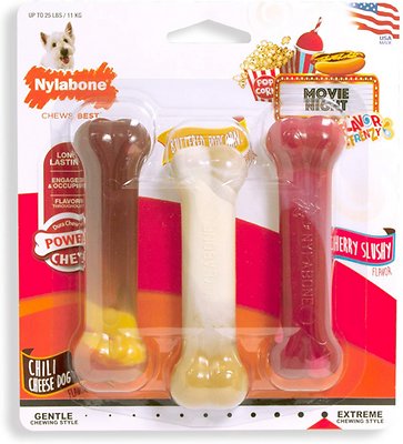 Nylabone DuraChew Flavor Frenzy Triple Pack Chili Cheese Dog, Buttered Popcorn &amp; Slushy Flavored Dog Chew Toy, Regular
