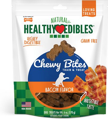Nylabone Natural Healthy Edibles Bacon Flavor Bites Grain-Free Dog Treats, 170g