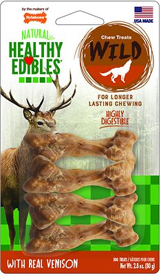 Nylabone Natural Healthy Edibles Wild with Real Venison Small Dog Treats, 4 count