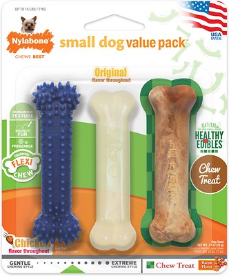 Nylabone Small Dog Value Triple Pack Dog Chew Toy, X-Small