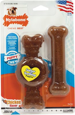 Nylabone Puppy Twin Pack Wolf Ring/Flexi Combo Puppy Chew Toy, Medium