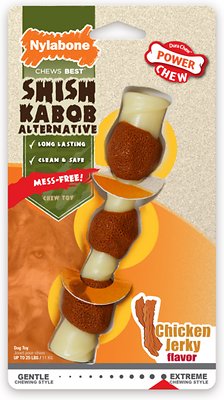 Nylabone Shish Kabob Alternative Power Chew Chicken Jerky Flavored Dog Chew Toy, Regular