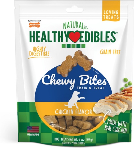 Nylabone Natural Healthy Edibles Chicken Flavor Bites Grain-Free Dog Treats, 170g