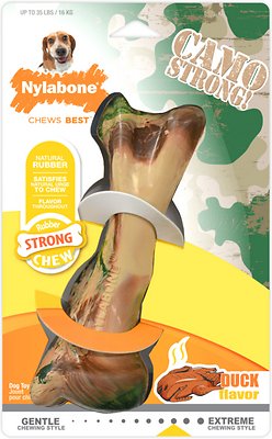 Nylabone Strong Chew Camo Bone Duck Flavored Dog Chew Toy, Wolf