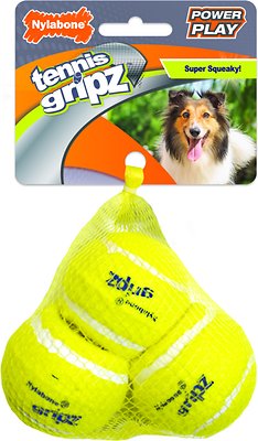 Nylabone Power Play Tennis Ball Gripz Dog Toy, Medium, 3 count