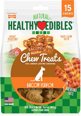 Nylabone Healthy Edibles Bacon Buddies Bacon Flavored Dog Treats, 15 count, 445g