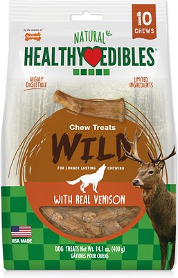 Nylabone Healthy Edibles Venison Flavored Antler Wolf Dog Treats, 10 count 180g