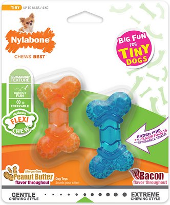 Nylabone FlexiChew Peanut Butter &amp; Bacon Flavored Dog Chew Toy, Mini, 2 count