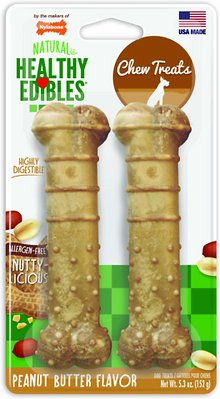 Nylabone Healthy Edibles Peanut Butter Flavor Pack Dog Chews, Wolf, 2 pack