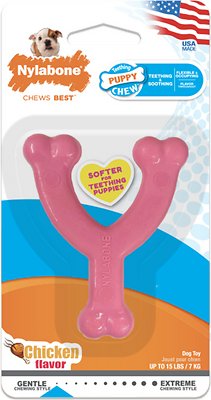 Nylabone Petite Wishbone Puppy Chew Toy, Pink