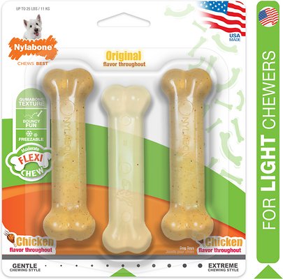 Nylabone FlexiChew Triple Pack Chicken &amp; Original Flavored Dog Chew Toy, Small