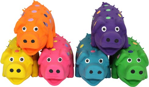 Multipet Latex Polka Dot Globlet Pig Squeaky Dog Toy, Color Varies, 4-in
