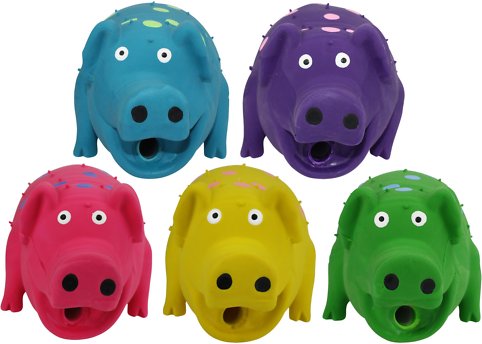 Multipet Latex Polka Dot Globlet Squeaky Pig Dog Toy, Color Varies, 9-in
