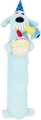 Multipet Loofa Birthday Squeaky Plush Dog Toy, Color Varies, 12-in