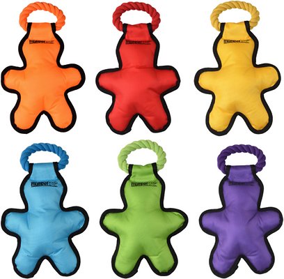 Multipet Cross-Ropes Tug 'O Man Squeaky Plush Dog Toy, Color Varies