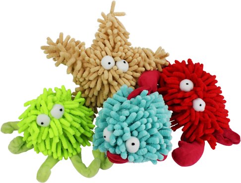 Multipet Sea Shammies Assorted Animals Squeaky Plush Dog Toy, Character Varies