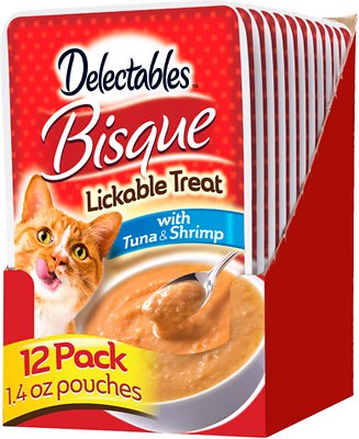 Hartz Delectables Bisque Tuna and Shrimp Lickable Cat Treat, Case of 12, 39g