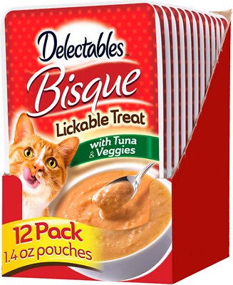 Hartz Delectables Bisque Tuna &amp; Veggie Lickable Cat Treat, Case of 12, 39g